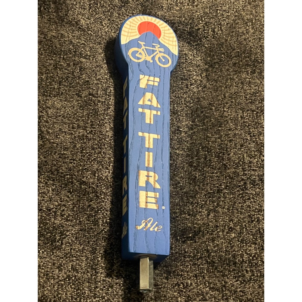 New Belgium Fat Tire Beer Tap Handle Blue Excellent Wood Bicycle
